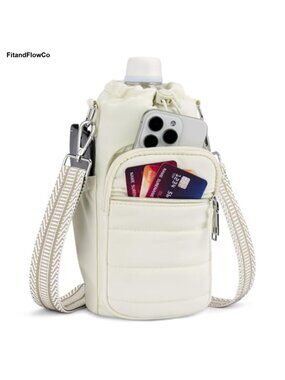 Insulated Water Bottle Crossbody Bag RFID Card Slots Adjustable Strap 40 oz